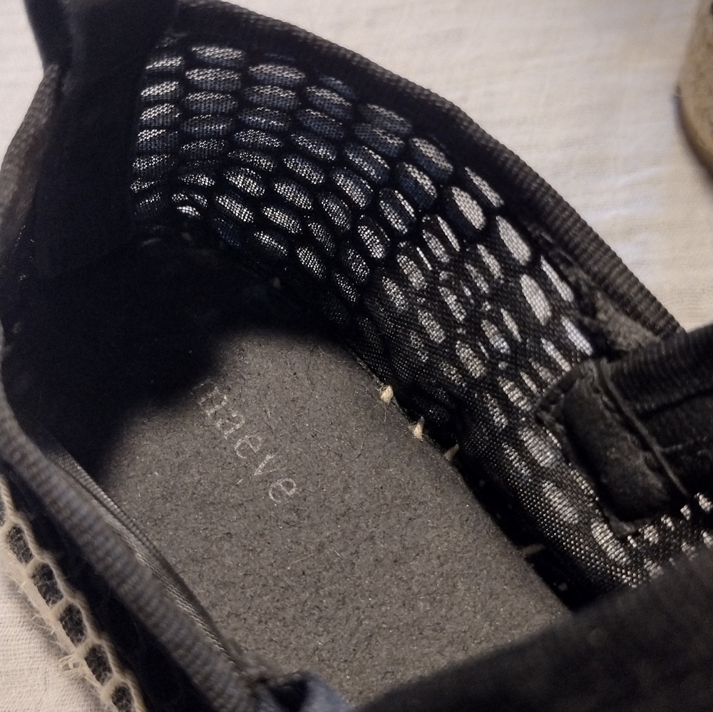 Maeve Black Mesh Espadrille Flats with Jute Sole - Picture 6 of 12